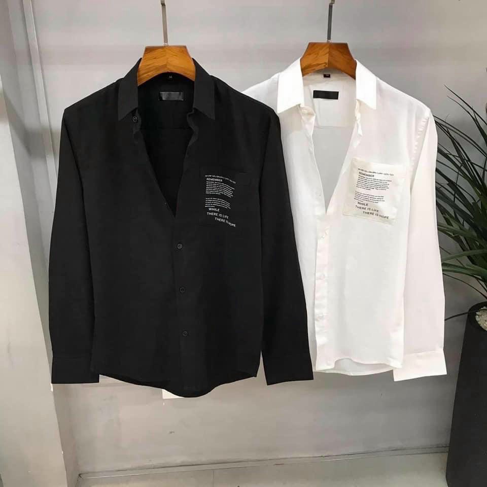 (Free Ship) Free ship Mẫu Hot Sơ Mi Nam Tay Dài ver Lock 2 Màu Trắng Đen Soái ca HHp Fashion