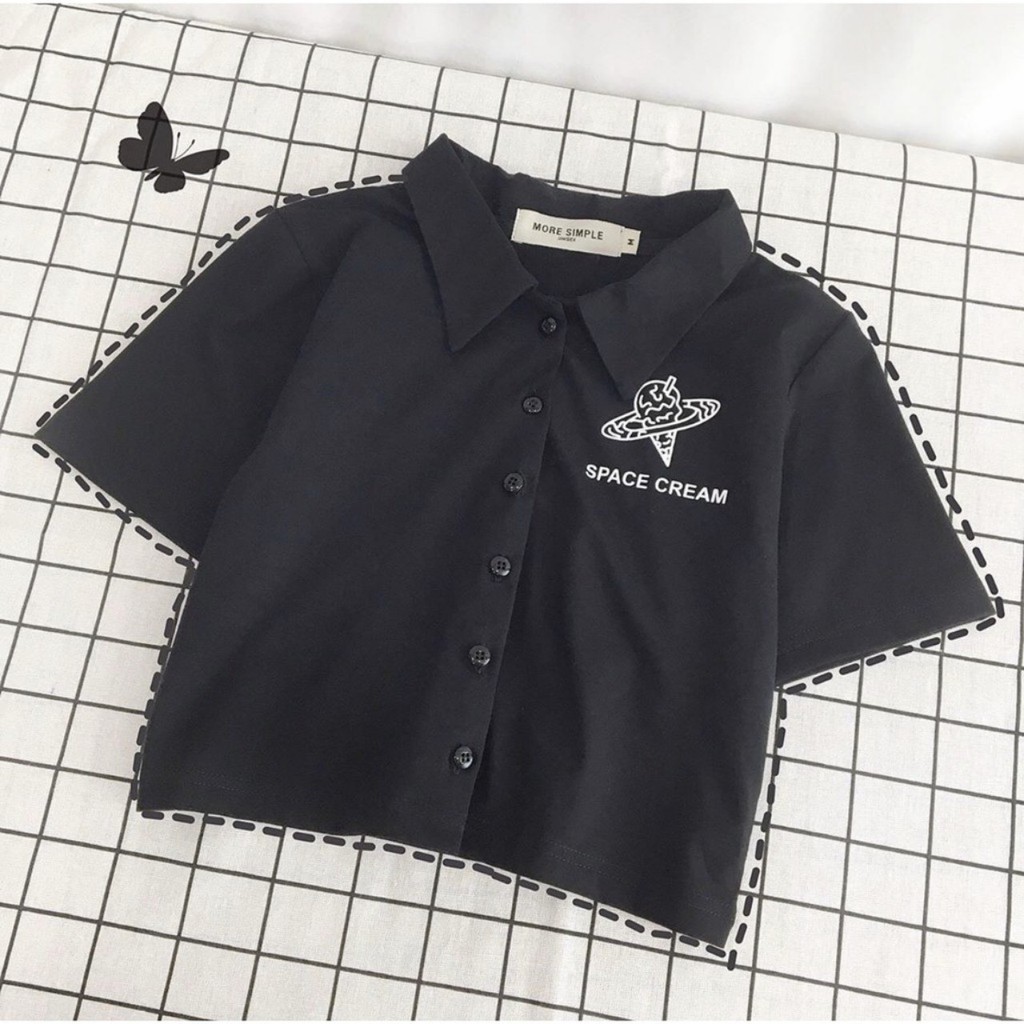 Áo Croptop Nữ CREAM QUE KEM Cổ Trụ Tay Ngắn Ulzzang (Ảnh Thật) | BigBuy360 - bigbuy360.vn