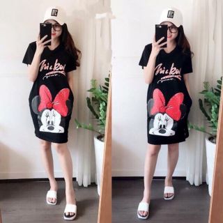 Đầm Suông In Chuột Mickey có size 60kg