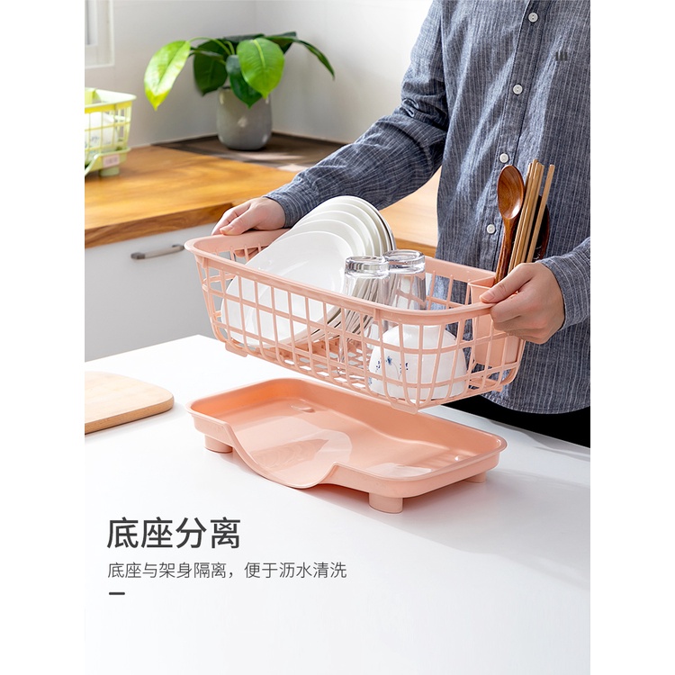 (Bán Buôn Sỉ) Rổ úp bát đĩa có khay hứng nước và ống cắm đũa T2