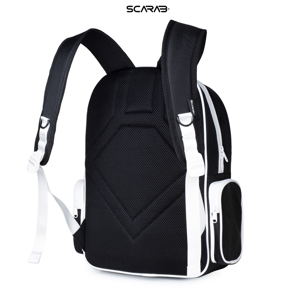 Balo Đi Học Nam, Thời Trang Nữ SCARAB - DANGLING™ Backpack Màu Đen Phối Trắng