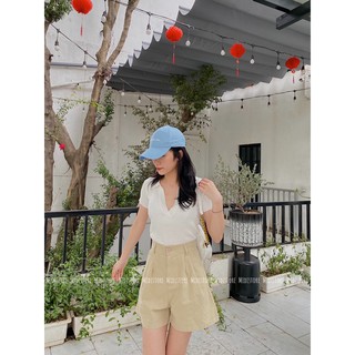 Áo Croptop gân cổ bẻ V