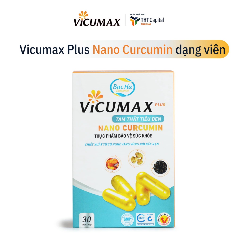 Combo tiết kiệm 2 hộp Vicumax Plus Nano Curcumin 30 viên, giúp tăng sức đề kháng, hồi phục nhanh tổn thương
