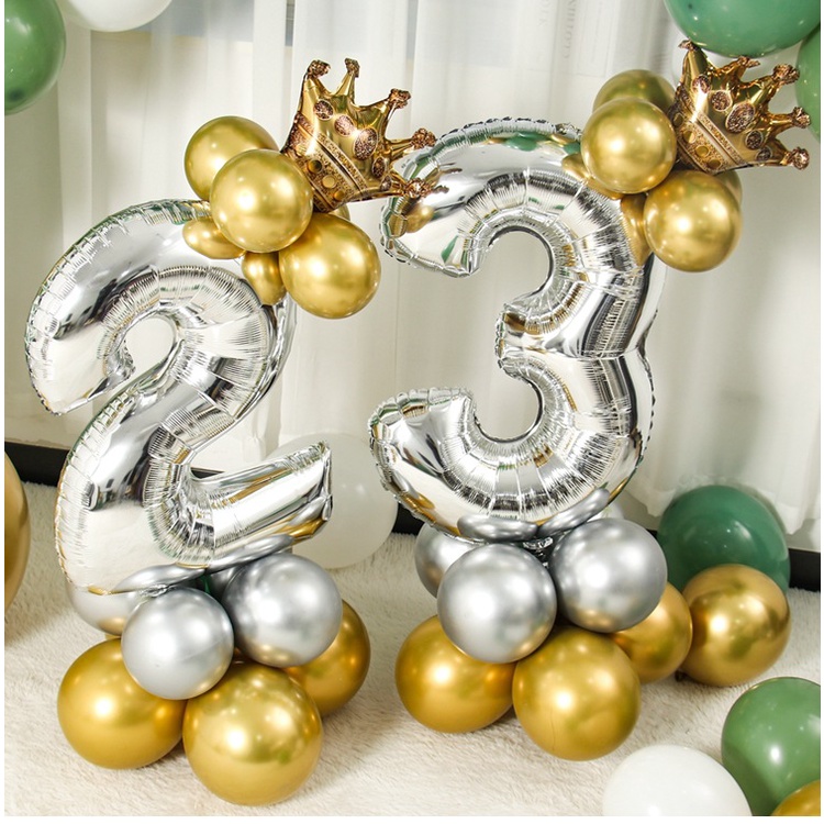 Bộ bong bóng lá nhôm hình vương miện kích thước 32 inch