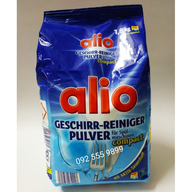 Bột rửa bát bát Alio 1.8kg Đức + muối rửa bát alio + Nước làm bóng alio nhập khẩu chính hãng từ đức dùng cho máy