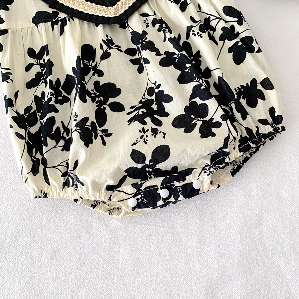 Áo Liền Quần Dài Tay Màu Đen In Hoa Thời Trang Mùa Thu Dành Cho Trẻ Nhỏ Mới Sinh