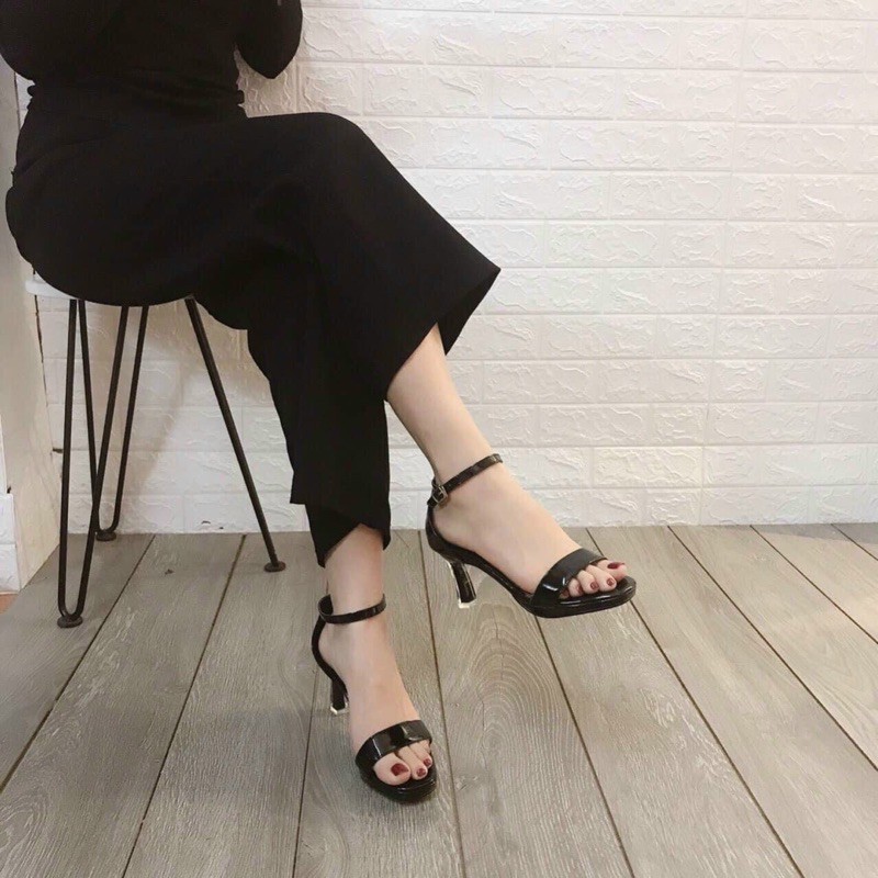 Sandal 7cm gót pha lê quai ngang hàn quốc đi du lịch đi chơi đi làm đều được, kết hợp set nào cũng xinh