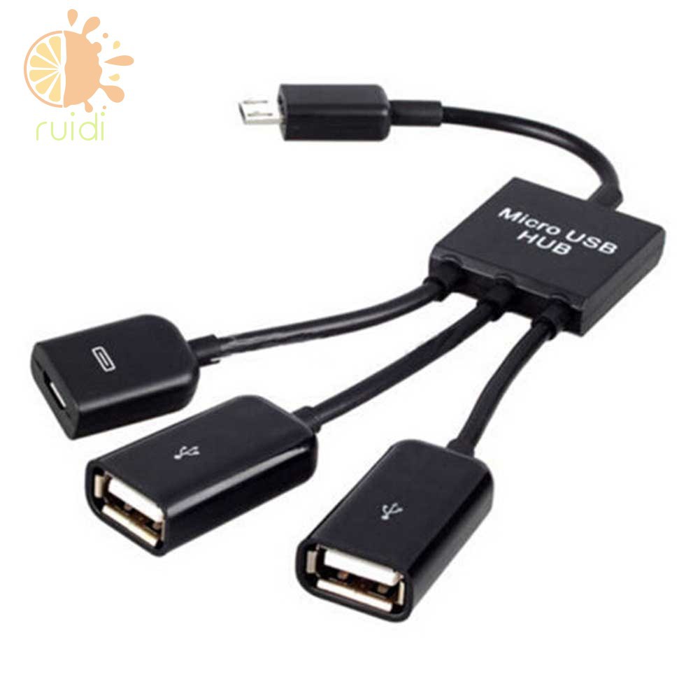 Hub chuyển đổi đầu Micro USB đầu sang cổng với hai cổng USB 2.0 OTG 3 trong 1