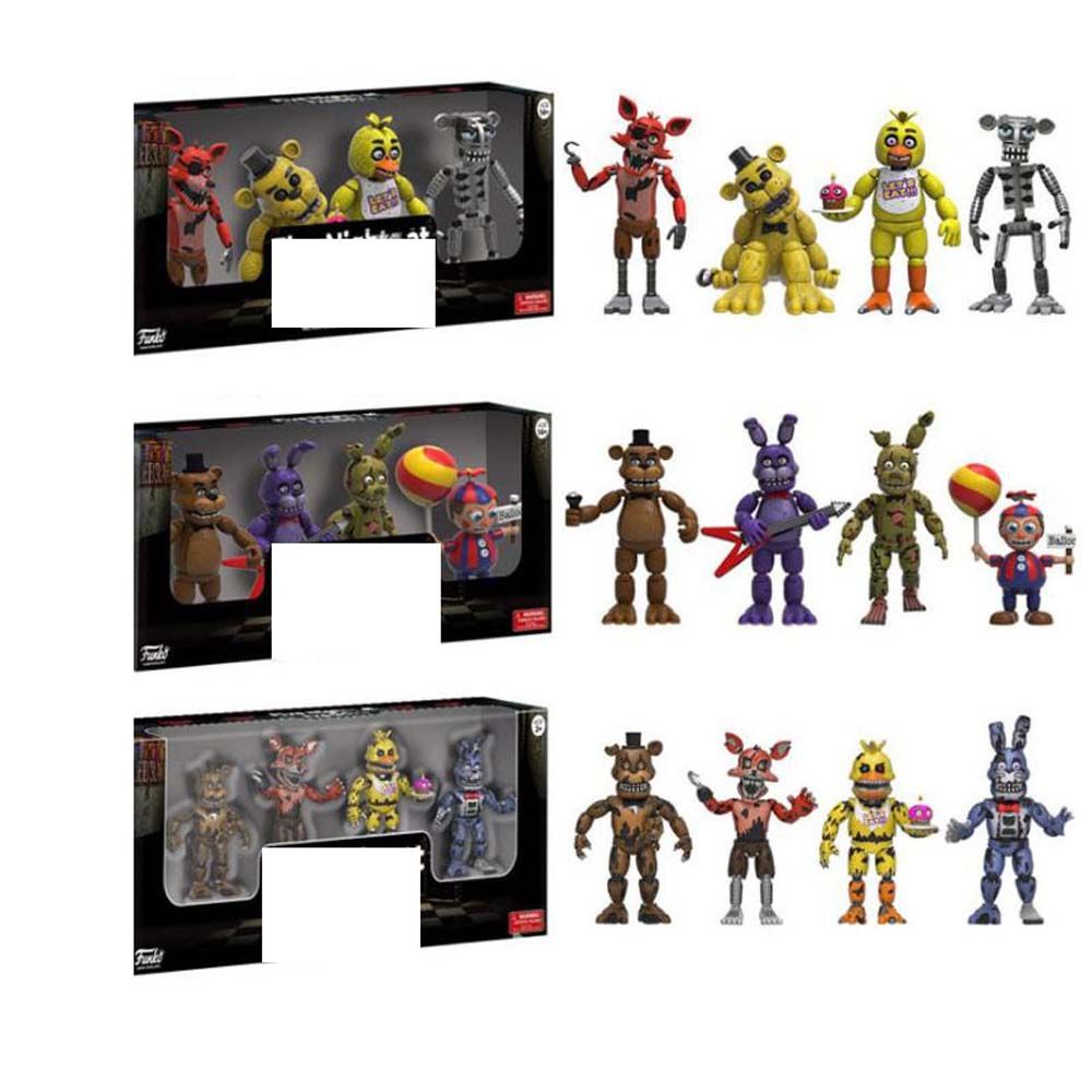 BERNARDO 4pcs/set Five Nights at Freddy's Toy Gift Collectible Model Action Figure Car Decorations Figure Toy Chica Security Breach Freddy Bear FNAF Nightmare Figures Model