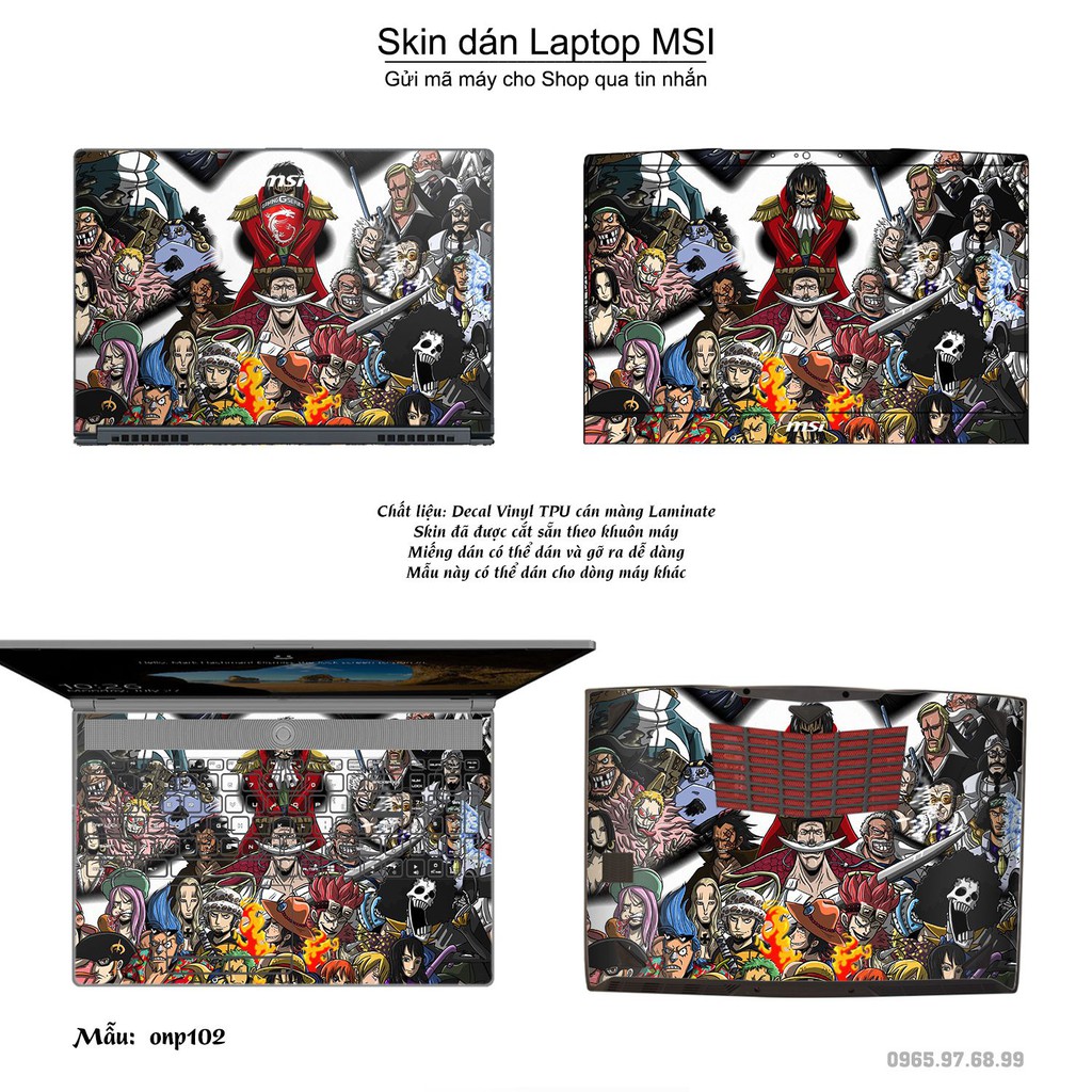 Skin dán Laptop MSI in hình One Piece nhiều mẫu 10 (inbox mã máy cho Shop)