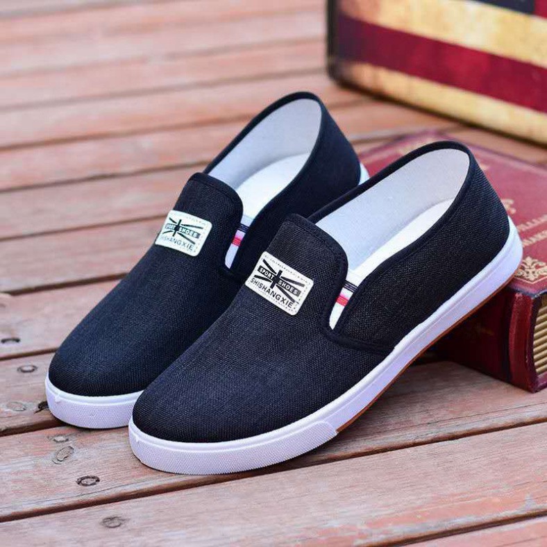Tặng Nước Hoa Giày lười vải nam Sport Shoes 2 Màu Đen Xám thoáng khí đơn giản phù hợp mọi nơi
