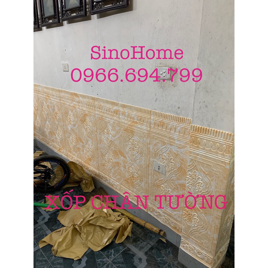 Xốp Chân Tường Phủ Bóng Cao Cấp - khổ lớn 70x90cm dày 8mm sẵn keo LOẠI I