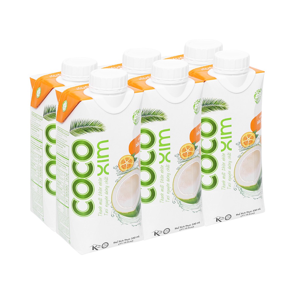 6 hộp nước dừa xiêm và tắc Cocoxim 330ml