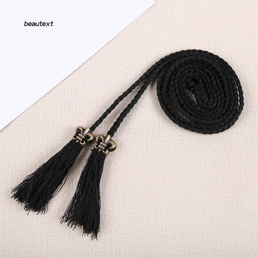 Thắt lưng trang trí dạng dây thừng phối tua rua xinh xắn cho nữ