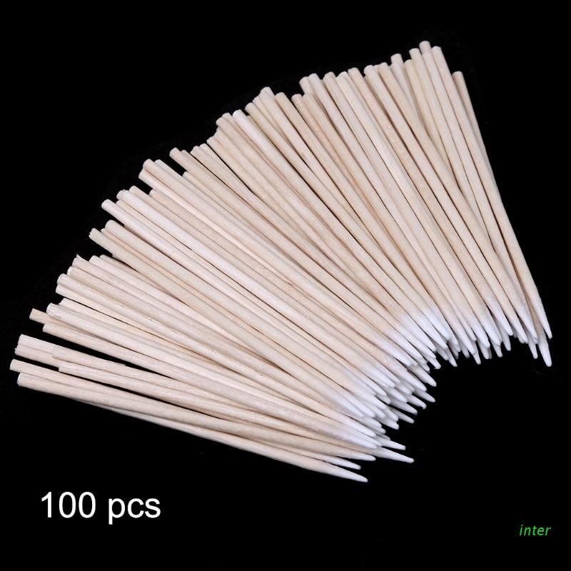 Bộ 100 tăm bông dùng một lần để vệ sinh tai nghe nhét tai điện thoại tiện dụng