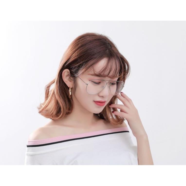 Mắt kính ngố tròn thời trang cao cấp Nam Nữ D10