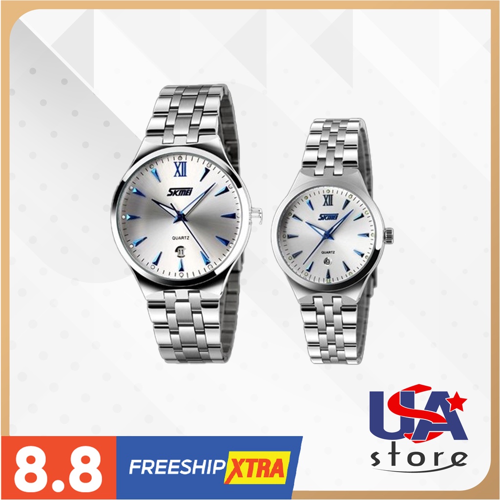 Đồng hồ cặp Skmei-9071 nam 37mm / nữ 31mm