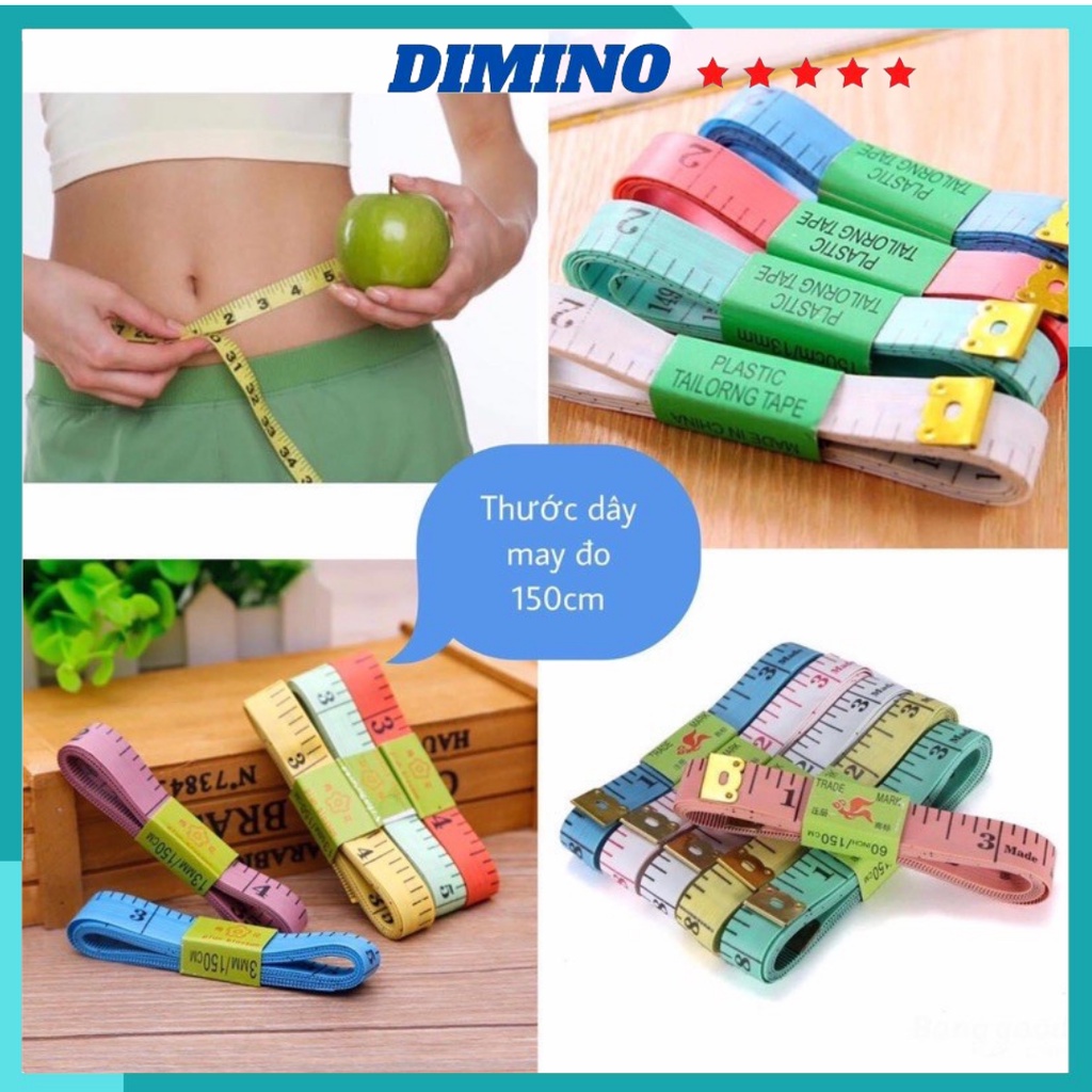 Thước dây may đo quần áo eo bụng chiều cao cho bé mini nhỏ nhắn xinh xắn đồ dùng gia đình tiện ích dài 150cm Dimino
