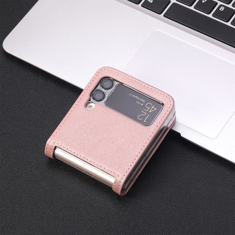 Ốp lưng da cho Samsung Z Flip 4 5G , Z Flip 3 5G viền dẻo chống có ngăn cài thẻ siêu đẹp