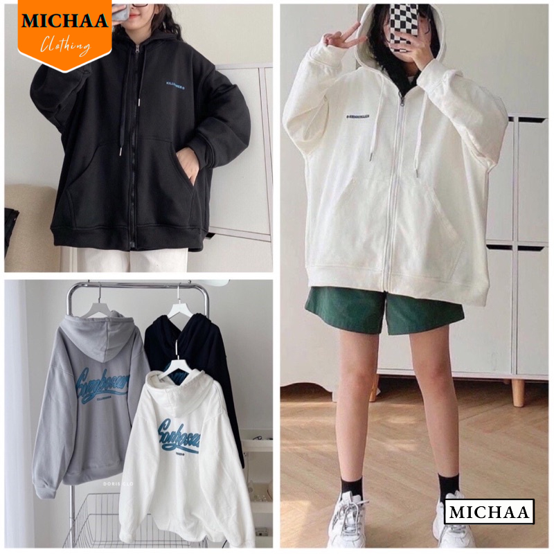 Áo Khoác Nỉ KILL WINNER Nam Nữ Ulzzang Unisex Tay Rộng, Áo Khoác Dây Kéo Form Rộng - MICHAA