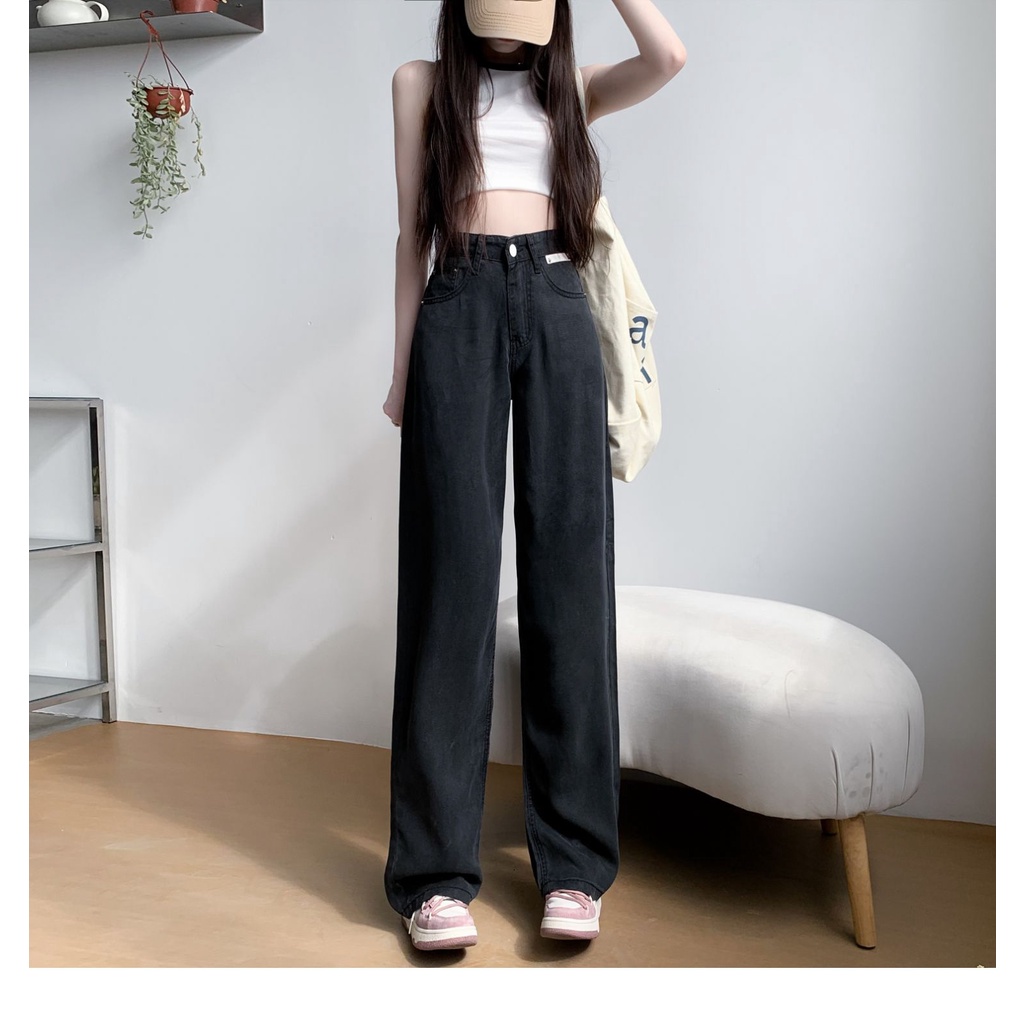 Quần Jeans Nữ Lưng Cao Ống Rộng Thời Trang Hàn Quốc