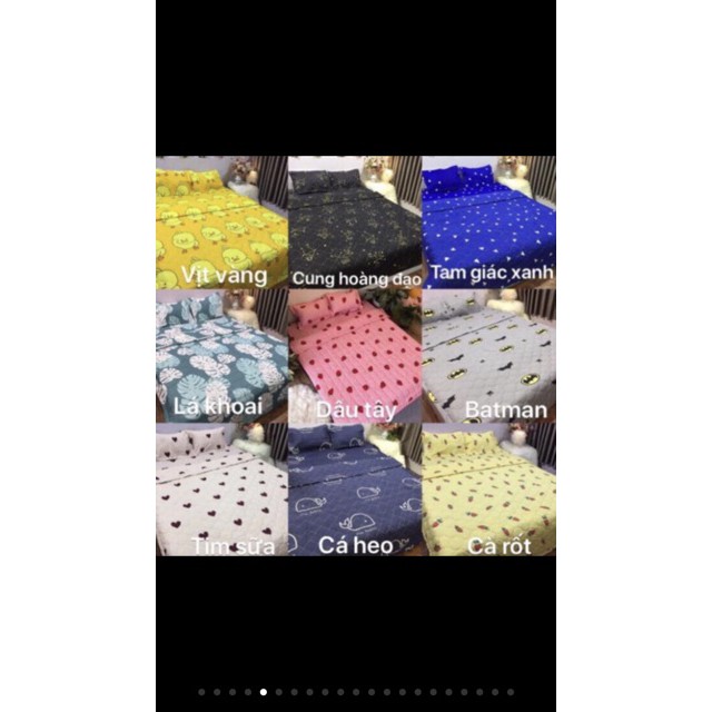 Sét chăn ga gối trần bông 3 lớp pull 5 món cotton poly