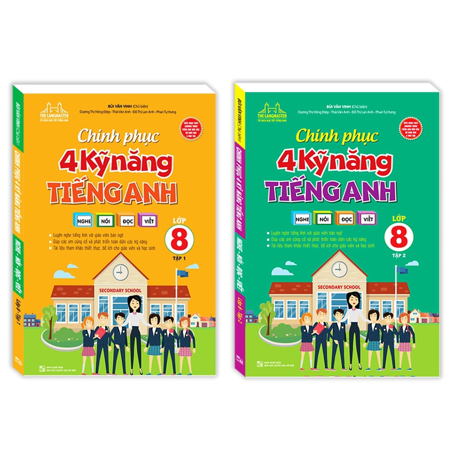 Sách - Combo Chinh phục 4 kỹ năng tiếng anh Nghe - nói - đọc - viết lớp 8 ( T1 + T2)