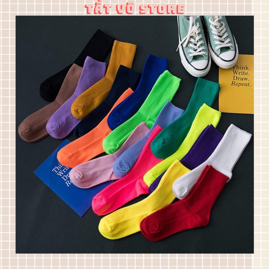Tất trơn cao cổ vintage Hàn Quốc nhiều màu