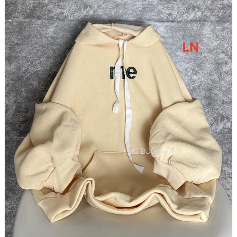 Áo nỉ hoodies in chữ ME dáng thụng,tay bồng,màu sắc độc lạ