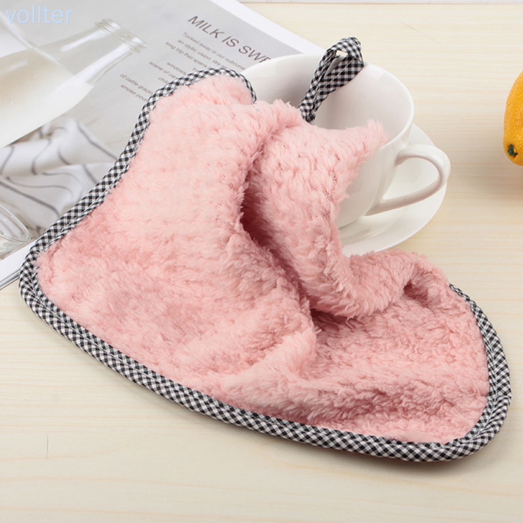 Khăn Lau Tay Vải Nhung San Hô Màu Đỏ Thấm Hút Tốt Tiện Dụng Cho Nhà Bếp