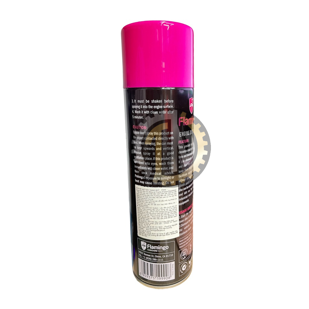 Chai xịt vệ sinh và tẩy rửa khoang máy ô tô, xe máy, máy móc thiết bị Flamingo engine degreaser 650ml F008