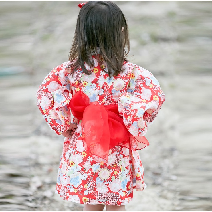 Đầm kimono In Họa Tiết Phong Cách Nhật Bản Cho Bé Gái 2-8 Tuổi