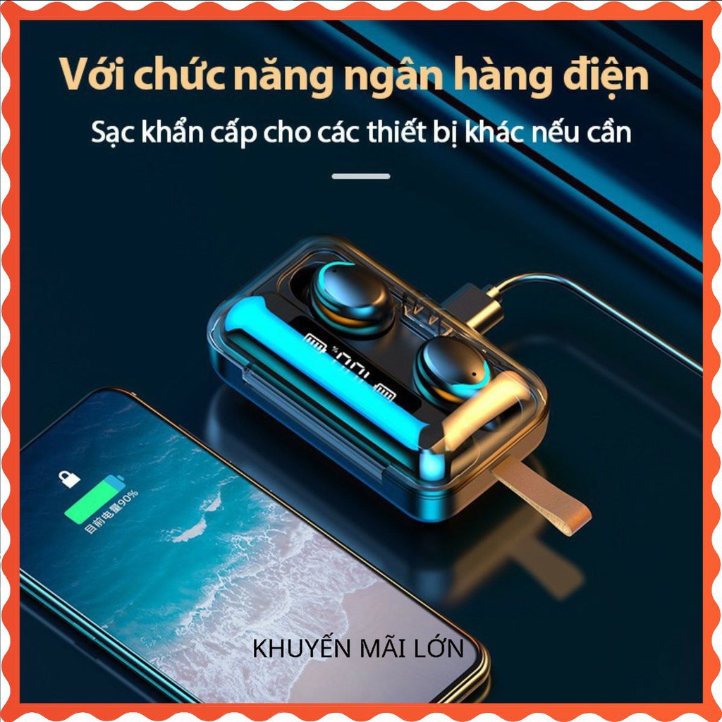 Tai Nghe Bluetooth Không Dây Nhét Tai 5.0 Amoi F9 Pro Nút Cảm Ứng Kiêm Sạc Pin Dự Phòng Cool.Shop01