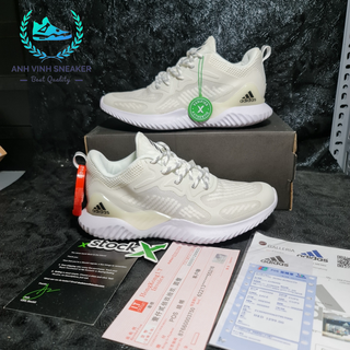 Giày thể thao unisex alphabounce boost màu trắng đen thể thao nam nữ đi chạy bộ