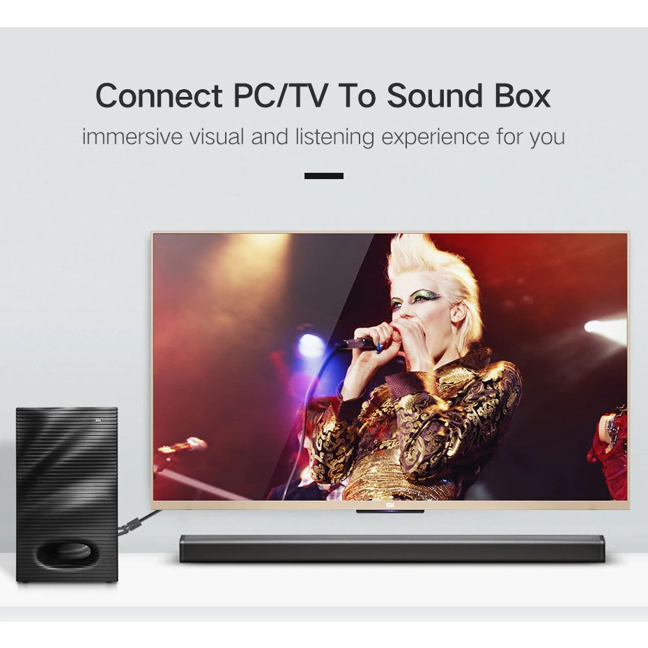 Dây cáp âm thanh Ugreen chuyển đổi đầu Male 3.5MM sang 2RCA đa năng cho Laptop/máy tính bảng/MP3/điện thoại thông minh