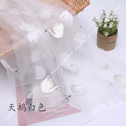 🦢VẢI LƯỚI THÊU HÌNH THIÊN NGA XINH XẮN 🦢