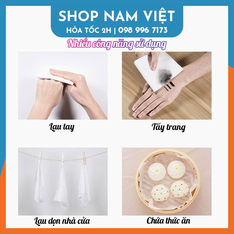 Khăn Vải Cotton Khô Đa Năng Tẩy Trang Lau Mặt