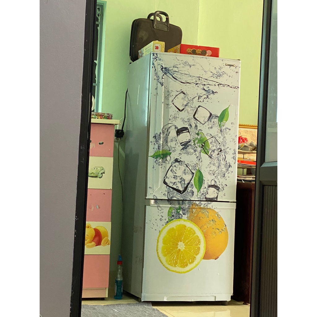 Miếng dán tủ lạnh mẫu cam đá chất liệu cao cấp không thấm nước siêu bền đẹp
