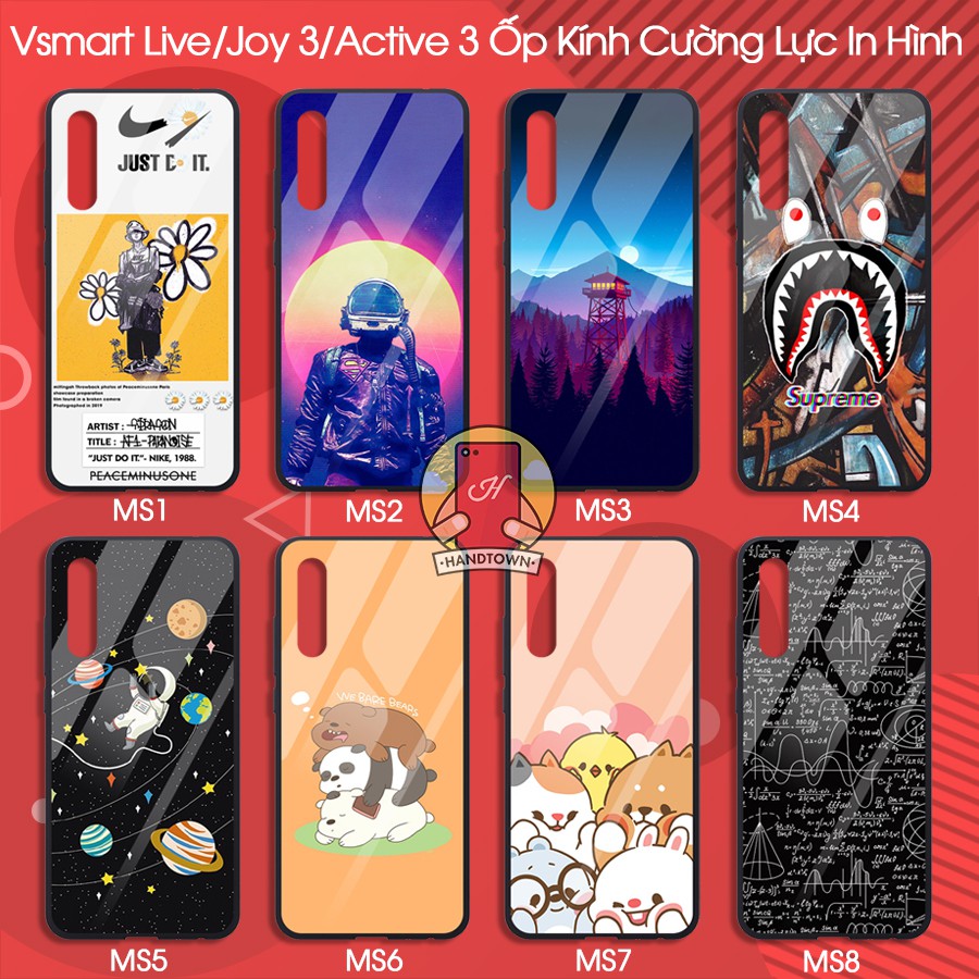 Ốp Lưng Vsmart Live / Joy 3 / Active 3 Mặt Kính Cường Lực In Hình phần A