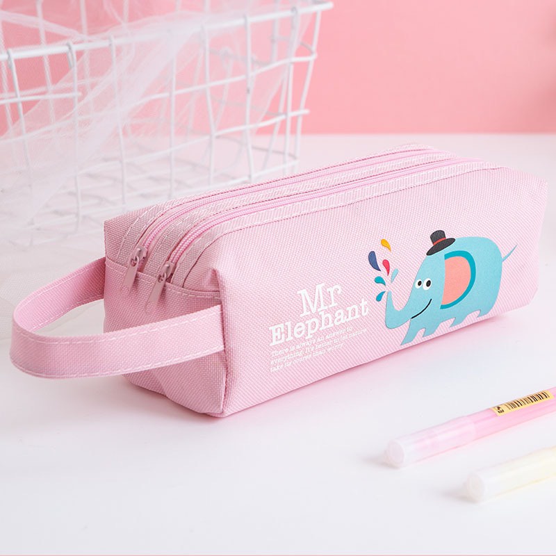 Túi đựng bút vải canvas sức chứa lớn in họa tiết dễ thương hoạt hình đáng yêu tiện lợi cao cấp T60