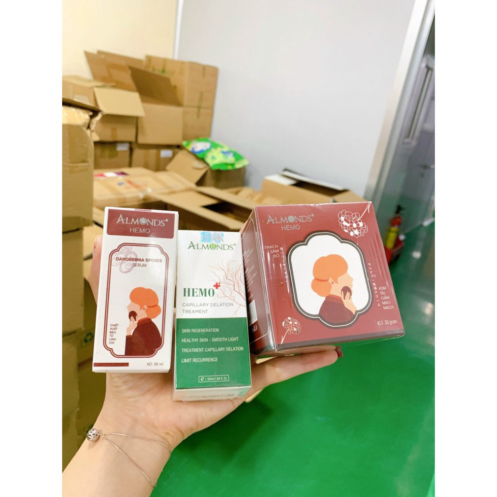 Dung dịch Hemo đào thải corticoid cho da giãn mao mạch, nám máu Almonds