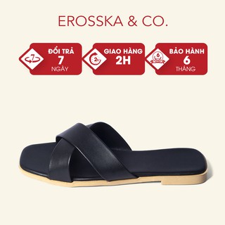 Dép đi biển thời trang Erosska 2021 quai chéo màu đen_DE029