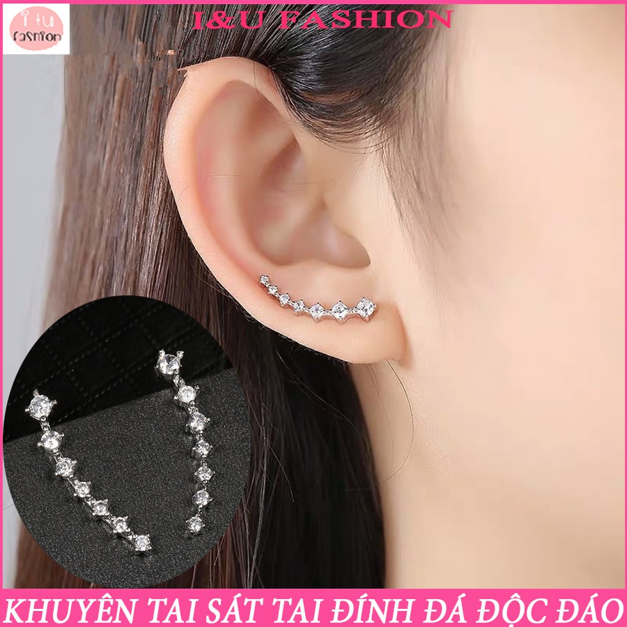 Khuyên tai sát tai đính đá gồm 7 viên đá được đính theo hình vòng cung vô cùng độc đáo và cá tính cho nữ KT-30