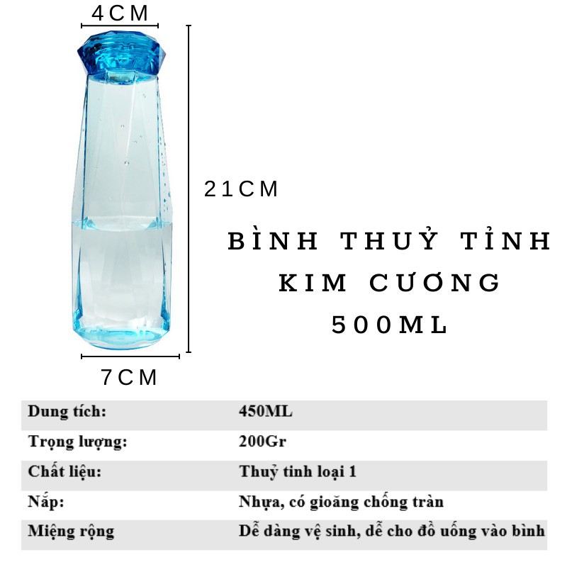 Bình nước thủy tinh bình kim cương