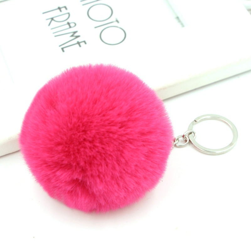 Quả bóng lông thỏ nhân tạo đáng yêu 8cm dùng trang trí túi xách tiện lợi