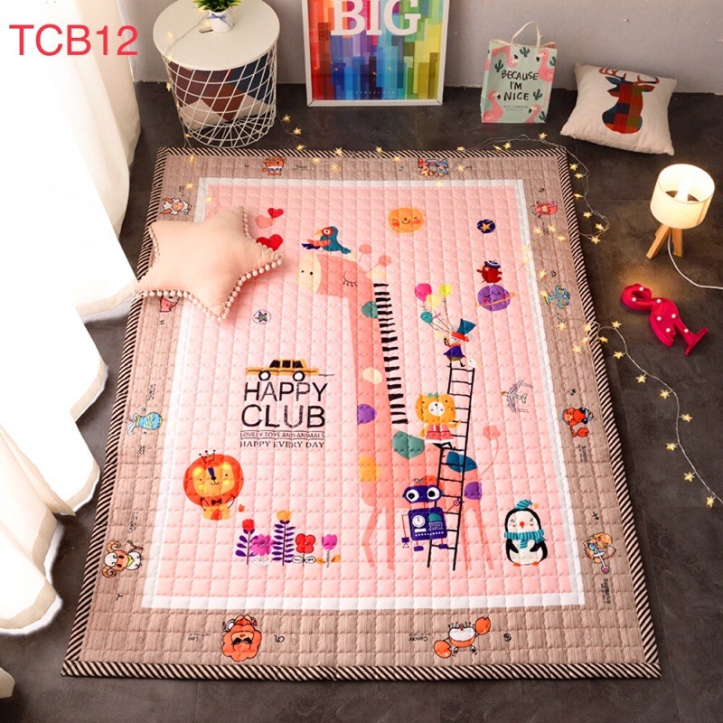 (RẺ NHẤT SHOPEE) Thảm Cotton KT 145x195cm dày 1,5cm siêu kute cho bé (HÀNG CÓ SẴN)