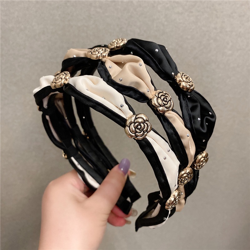 Băng Đô Vải In Hoa Trà Thời Trang Hàn Quốc