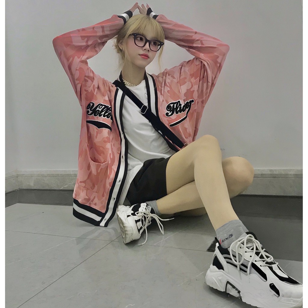 [Mã FAMALLT5 giảm 15% đơn 150k] Áo khoác cardigan YF Camo Pink - UNISEX