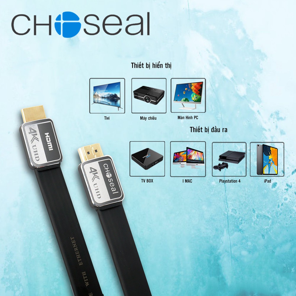 【Chính hãng】Dây Cáp HDMI CHOSEAL 2.0/4K  loại dẹt  15m, 20m, tivi, máy tính, BẢO HÀNH 2 NĂM