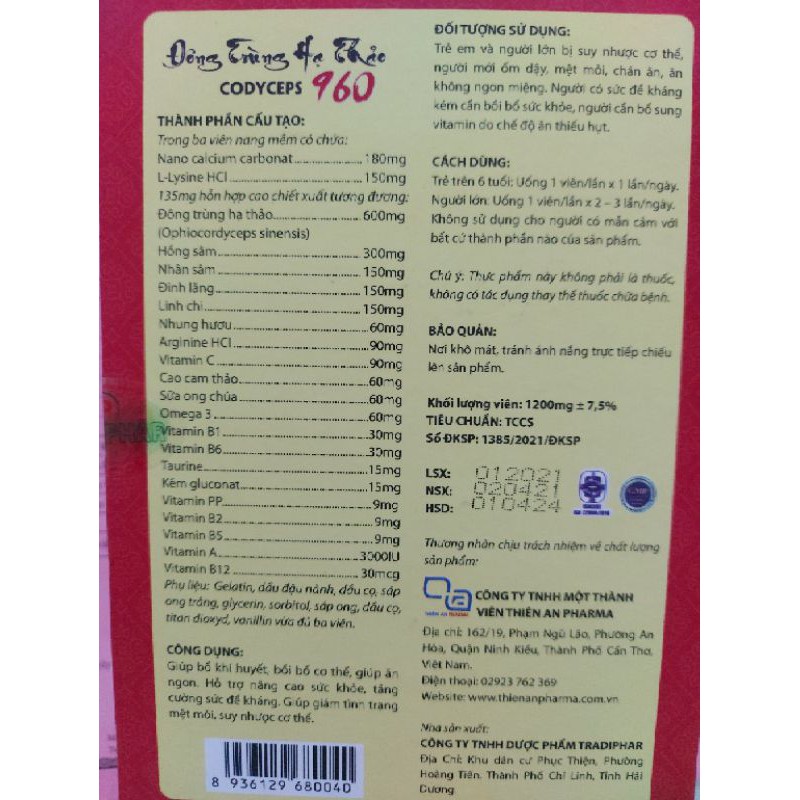 Đông Trùng Hạ Thảo codyceps 960 | BigBuy360 - bigbuy360.vn